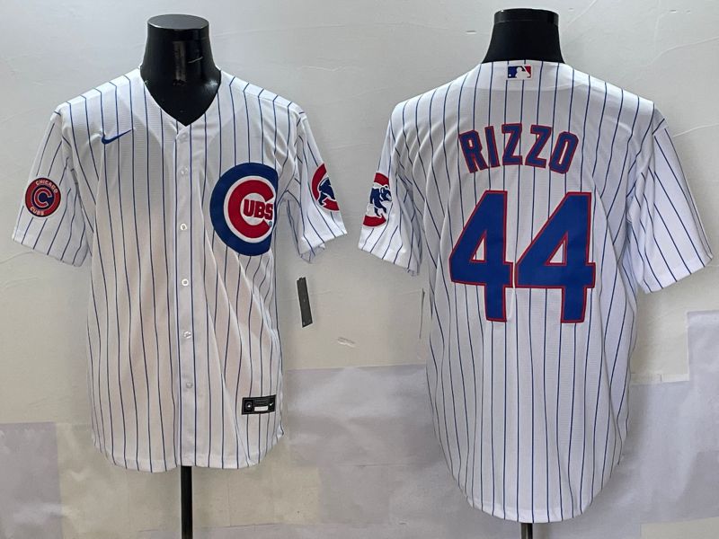 Men Chicago Cubs 44 Rizzo White Stripe Game 2025 Nike MLB Jersey style 4